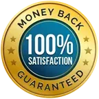 Round money back satisfaction guaranteed seal